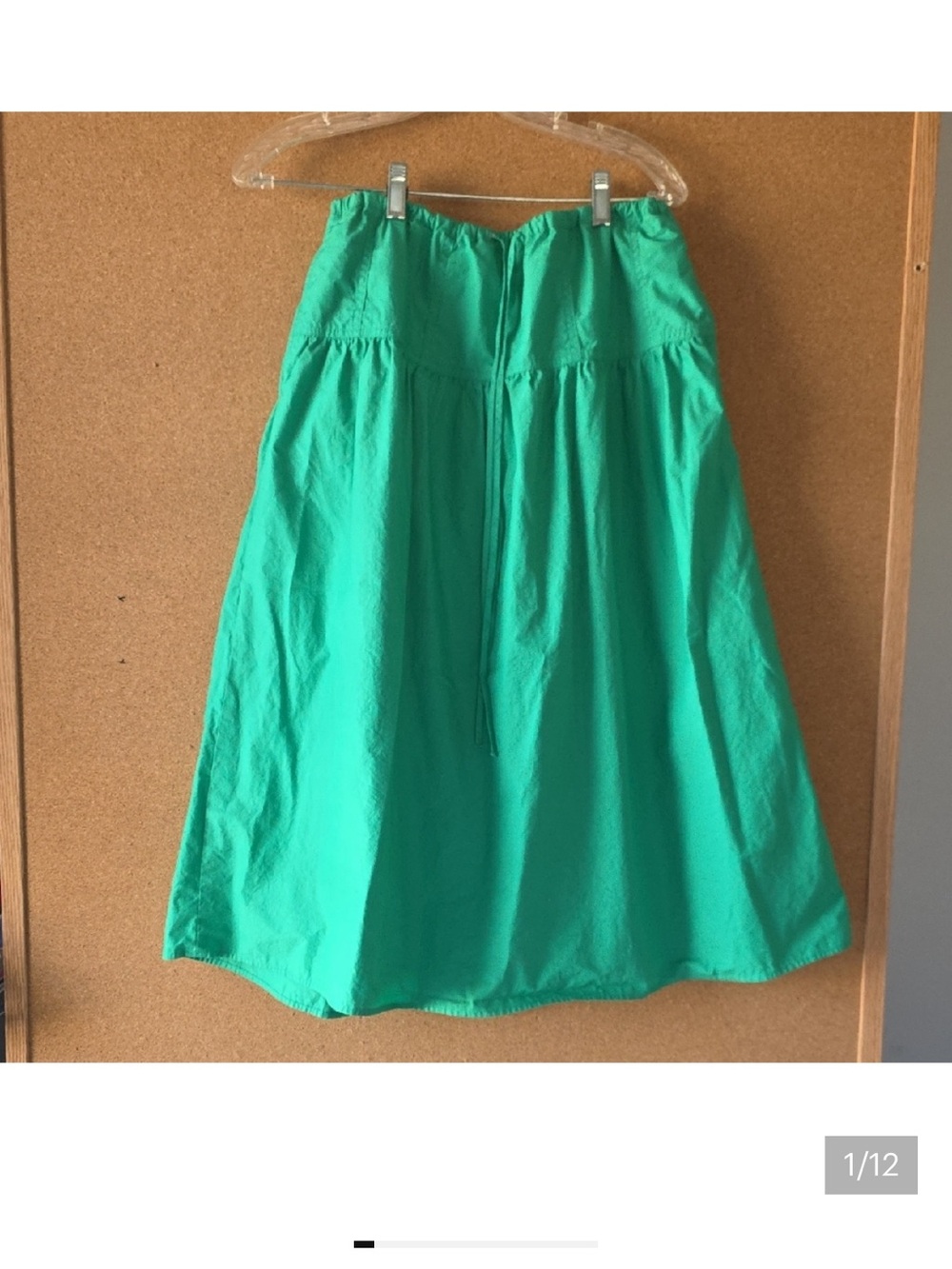 Banana Republic Bright Green Midi Skirt with Drawstring Waist . imperial jade . - Picture 2 of 12